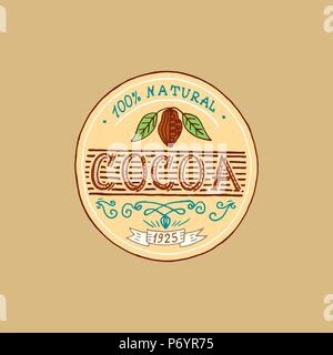 Le cacao et chocolat chaud. logos vintage moderne insignes pour la boutique menu. Vector illustration style de calligraphie. Pour les profilés, les étiquettes gravées à la main. dans de vieux croquis. Illustration de Vecteur