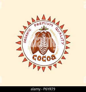 Le cacao et chocolat chaud. logos vintage moderne insignes pour la boutique menu. Vector illustration style de calligraphie. Pour les profilés, les étiquettes gravées à la main. dans de vieux croquis. Illustration de Vecteur