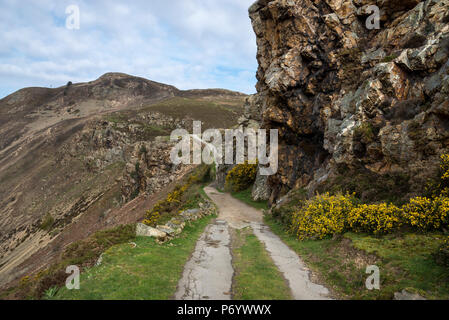 Chemin d'Allt Wen dans le Sychnant Pass près de Conwy, Nord du Pays de Galles, Royaume-Uni. Banque D'Images
