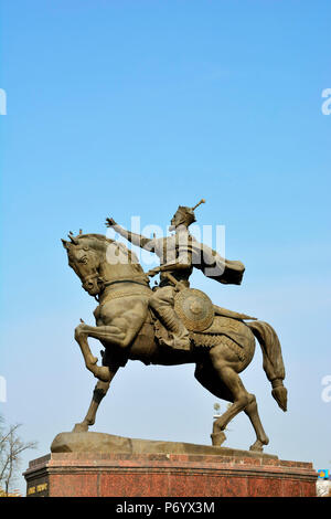 Statue d'Amir Timur (Tamerlan, 1336-1405). Il a été le fondateur de l'Empire timouride d'Asie centrale et est devenu le premier roi de la dynastie Timouride. Tashkent, Ouzbékistan Banque D'Images