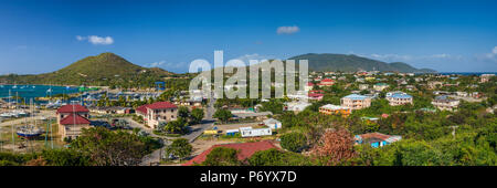 Îles Vierges britanniques, Virgin Gorda, Ville Espagnole, augmentation de la vue sur la ville Banque D'Images