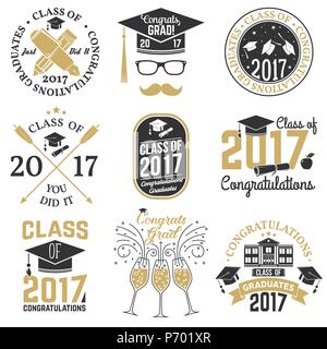 Ensemble de classe de 2017 badges. Concept pour chemise, imprimer, le sceau ou timbre, surimpression, salutation, carte d'invitation. Vector illustration Illustration de Vecteur