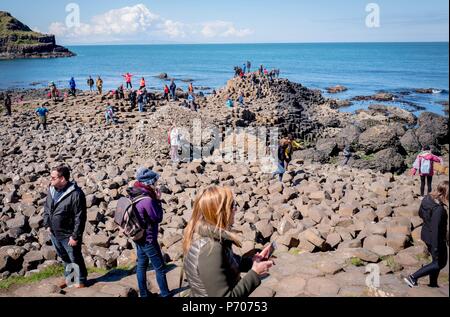 21/06/2018. L'Irlande du Nord, Royaume-Uni. La Chaussée des Géants en Irlande du Nord.Photo par Andrew Parsons Parsons/ Media Ltd Banque D'Images