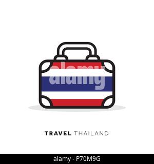 Thailand Travel concept. Icône vecteur valise avec drapeau national Illustration de Vecteur