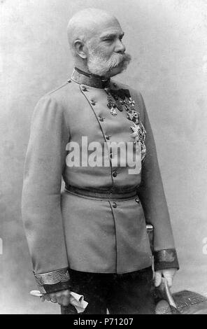 François-Joseph (1830-1916), Empereur d'Autriche et Roi de Hongrie 1848-1916, avec son arrière