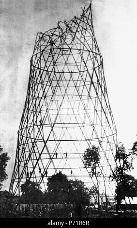 Anglais : La tour hyperbolique Choukhov Radio à Moscou après l'effondrement qui s'est produit au cours de la construction de la tour 29 juin 1921. " 29 juin 1921. Au cours de la levée de la quatrième section, la troisième section a éclaté. La quatrième section est tombé et a endommagé le deuxième et les premiers à sept dans l'après-midi. " -Du journal d'hyperbolique Choukhov Vladimir. 291921 : , . " 29 1921 . . . " - . . . . 29 juin 1921 51 juin 1921 29 Tour hyperbolique Choukhov Banque D'Images