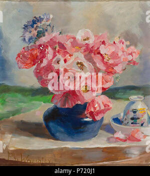 38 Paula von Wächter dans Mohnblumenstrauß blauer Vase Banque D'Images