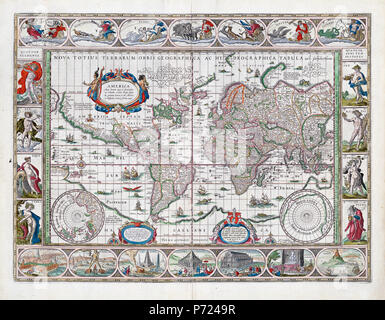 Blaeus verdenskart Guiljelmo, 1635 - Cartographe Blaeuw (Willem Blaeu) Banque D'Images