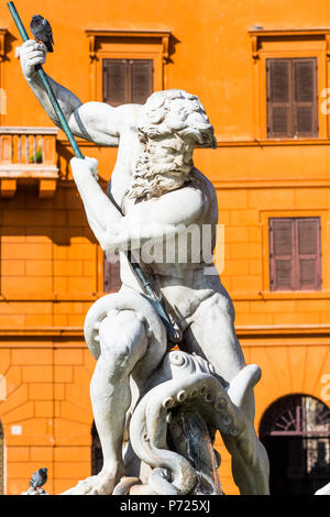 La fontaine de Neptune (Fontana del Nettuno), une fontaine située à l'extrémité nord de la Piazza Navona, Rome, Latium, Italie, Europe Banque D'Images