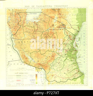 Anglais : Carte de territoire Tanganyika à partir de 1934 par le ministère de l'enquête Tanganyika . 20 janvier 2014, 16:24:21 58 Tanganyika1934 Banque D'Images