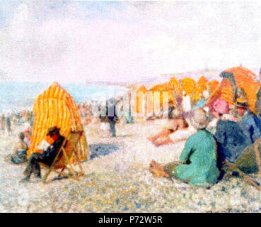 Anglais : Vue de la plage de Dieppe, Musée d'Art de Constanta, signé en bleu sur le coin en bas à droite : Nicolae Vermont, datée en bas à gauche en bleu : 1929 Român : de la Plaja, Dieppe Muzeul de din'Art, Constana semnat dreapta jos cu albastru : Nicolae Vermont datat stânga, Jos cu albastru : 1929. . 1929170 Nicolae Vermont - la Plaja (Dieppe) Banque D'Images