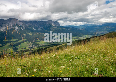 Vue panoramique à Wilder Kaiser dans la région autrichienne du Tyrol Banque D'Images