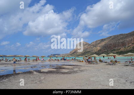 Belle plage de Balos, péninsule de Gramvousa, île de Crète, Grèce Banque D'Images