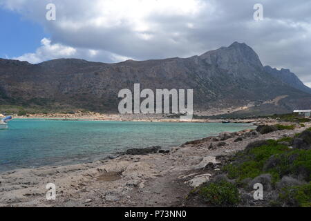 Belle plage de Balos, péninsule de Gramvousa, île de Crète, Grèce Banque D'Images