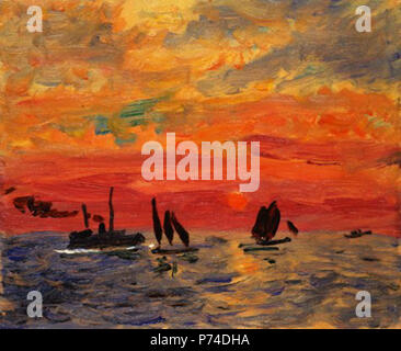 Le lever du soleil, du port Kobe . 48, 1934 Lever de port Kobe par Fujishima Takejima (Pola Museum of Art) Banque D'Images