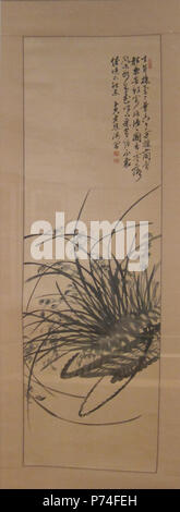 English : 'Orchid in Hanging Basket, encre sur papier par Gim Gyu-jin (1868-1933), Honolulu Museum of Art adhésion 13564.1 . fin du xixe ou début du xxe siècle 1 'Orchid in Hanging Basket', encre sur papier par jin-gyu Gim Banque D'Images