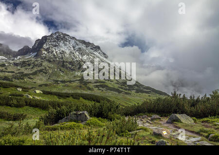 Itinéraire jaune près de Kozy Wierch dans le massif des Tatras, en Pologne. Banque D'Images