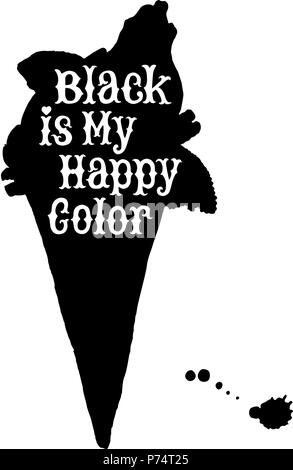 Silhouette de cookie black ice cream cone avec main blanche écrit noir est ma bonne couleur slogan lettrage. Fantasy goth pastel très tendance le dessert. Hallow Illustration de Vecteur