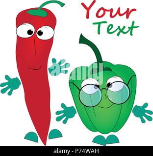 Cheerful peppers cartoon illustration Illustration de Vecteur