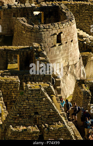 Close Up Machu Picchu au lever du soleil, au Pérou Banque D'Images