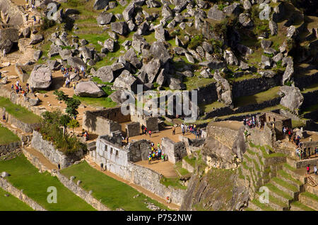 Close Up Machu Picchu au lever du soleil, au Pérou Banque D'Images