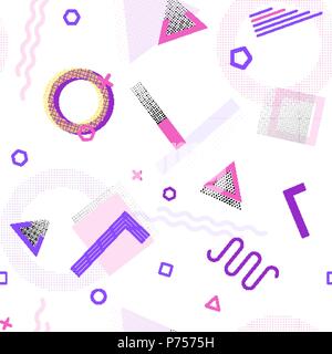 Modèle transparent avec un éléments memphis rétro Illustration de Vecteur