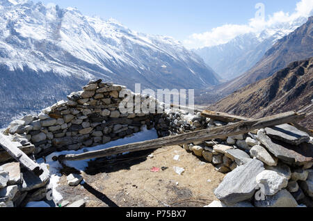 Des éleveurs nomades de maisons, Kyanjin Gompa, Langtang, Népal Banque D'Images