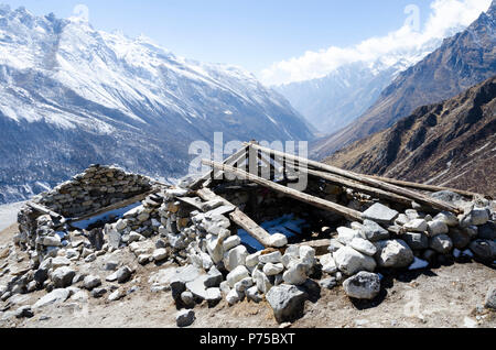 Des éleveurs nomades de maisons, Kyanjin Gompa, Langtang, Népal Banque D'Images