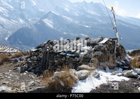 Des éleveurs nomades de maisons, Kyanjin Gompa, Langtang, Népal Banque D'Images