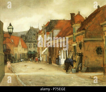 Street à Hoorn (appelé 'West'), avec vue sur le fromage weighhouse aquarelle 39 cm x 46,5 cm . 1905123 Floris Arntzenius - Straatje à Hoorn, rencontré zicht op de Kaaswaag Banque D'Images