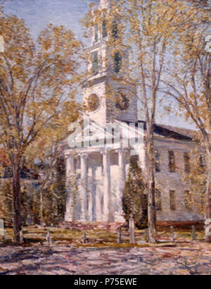 Anglais : église à Old Lyme - Oil on canvas painting by Frederick Childe Hassam, 1906. Parrish Art Museum, Southampton, NEW YORK . 1906 124 Frederick Childe Hassam, église à Old Lyme, 1906. Huile sur toile. Parrish Art Museum, Southampton, NY Banque D'Images