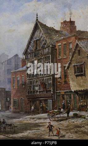 ''L'ours et des billettes. Pont inférieur Street, Chester. Signé "Louise Rayner'. Aquarelle, 32 x 20,5 cm . en 1924 157 Louise Rayner Chester l'Ours et Billet Banque D'Images