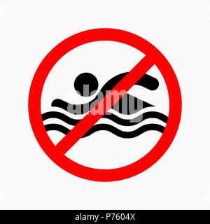 Pas de piscine sign on style plat simple illustration. Illustration de Vecteur