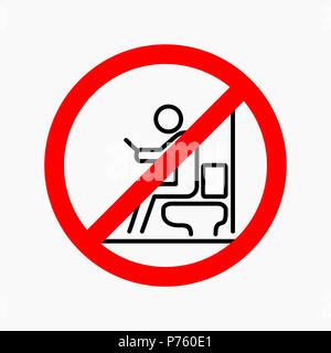 Man using smartphone dans les toilettes. Pas le droit de signer. Illustration de Vecteur