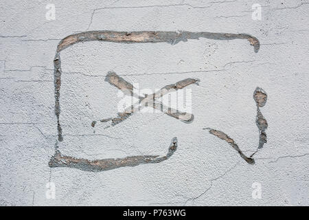 12.2005 old weathered wall texture. Trace de colle d'autocollant publicitaire. Annonce supprimée Banque D'Images