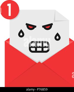 Emoji en colère lettre de notification Illustration de Vecteur