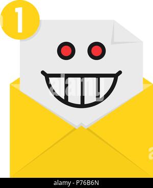 Emoji mad en jaune lettre notification Illustration de Vecteur