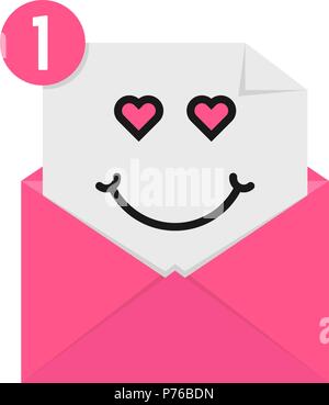 L'amour en rose emoji notification lettre Illustration de Vecteur