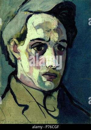 . Autoportrait vers 1915 211 L'Auto-portrait par Theo van Doesburg (1915) Banque D'Images
