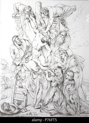 Jésus Christ, Descente de croix par Peter Paul Rubens, l'amélioration numérique reproduction d'une estampe originale de l'année 1881 Banque D'Images