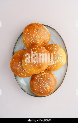 Farine de burger buns Banque D'Images