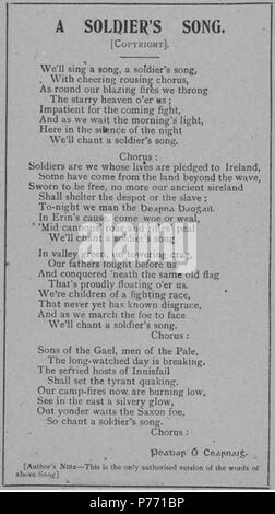 Anglais : Irish National Anthem lyrics de 1916. 1916 1 Irish National Anthem (1916) Banque D'Images