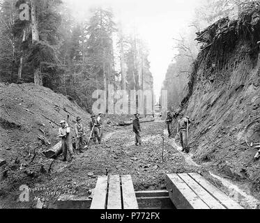 . Anglais : équipe de construction travaillant sur la voie ferroviaire de l'emprise, Wynooche Timber Company, près de Montesano, ca. 1921 . Anglais : Légende sur l'image : Wynoche Co. Kinsey Photo. N° 22 PH Coll 516,5185 Le Wynooche Timber Company a commencé ses opérations ca. 1913 avec siège à Hoquiam et opérations forestières dans les Ecorchés. Il a été nommé pour Wynooche Valley dans le nord-est de Grays Harbor Comté. Wynooche Timber Company a été acheté par Schafer Brothers Logging Company ca. 1927. Montesano, le siège du comté de Grays Harbor Comté, est à 13 kilomètres à l'est d'Aberdeen sur la rivière Chehalis, près de l'embouchure de Banque D'Images