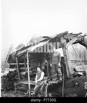 . Anglais : Donkey moteur et équipage, Wynooche Timber Company, probablement dans la région de Grays Harbor Comté, ca. 1921 . Anglais : Légende sur l'image : Wynoche Co. Kinsey Photo. N° 18 PH Coll 516,5229 Le Wynooche Timber Company a commencé ses opérations ca. 1913 avec siège à Hoquiam et opérations forestières dans les Ecorchés. Il a été nommé pour Wynooche Valley dans le nord-est de Grays Harbor Comté. Wynooche Timber Company a été acheté par Schafer Brothers Logging Company ca. 1927. Sujets (LCTGM) : ânes vapeur--Washington (État) ; bois ; échelles ; le bois de feu--Washington (État) ; industrie du bois--Washington (État) ; Wy Banque D'Images