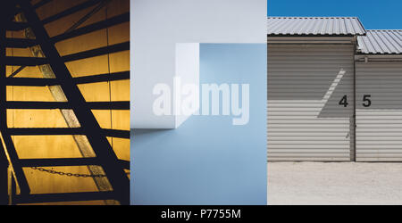 Ensemble de trois de l'architecture urbaine de fond. Détails extérieurs de l'architecture. Banque D'Images