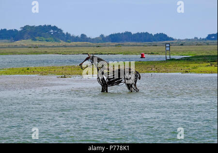 Metal sculpture cheval au wells-next-the-Sea, North Norfolk, Angleterre Banque D'Images