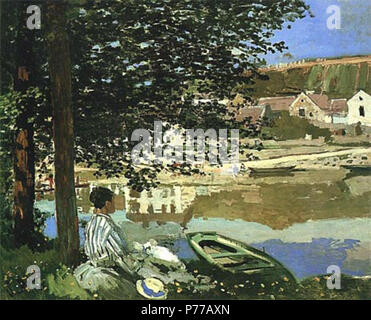 . Sur les bords de Seine, Bennecourt . 44 . 1868 17 Claude Monet à Bennecourt, scène de la rivière Seine Banque D'Images