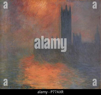 . English : the Parliament, coucher de soleil English : Maisons du Parlement, coucher du soleil 1904 17 - Claude Monet Le Parlement, coucher de soleil Banque D'Images