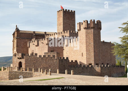 L'Espagne, Javier, Château de Xavier (Castillo de Javier). Construit au 10ème siècle et célèbre pour être le lieu de naissance de François Xavier. Banque D'Images