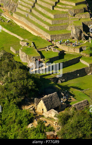 Close Up Machu Picchu au lever du soleil, au Pérou Banque D'Images